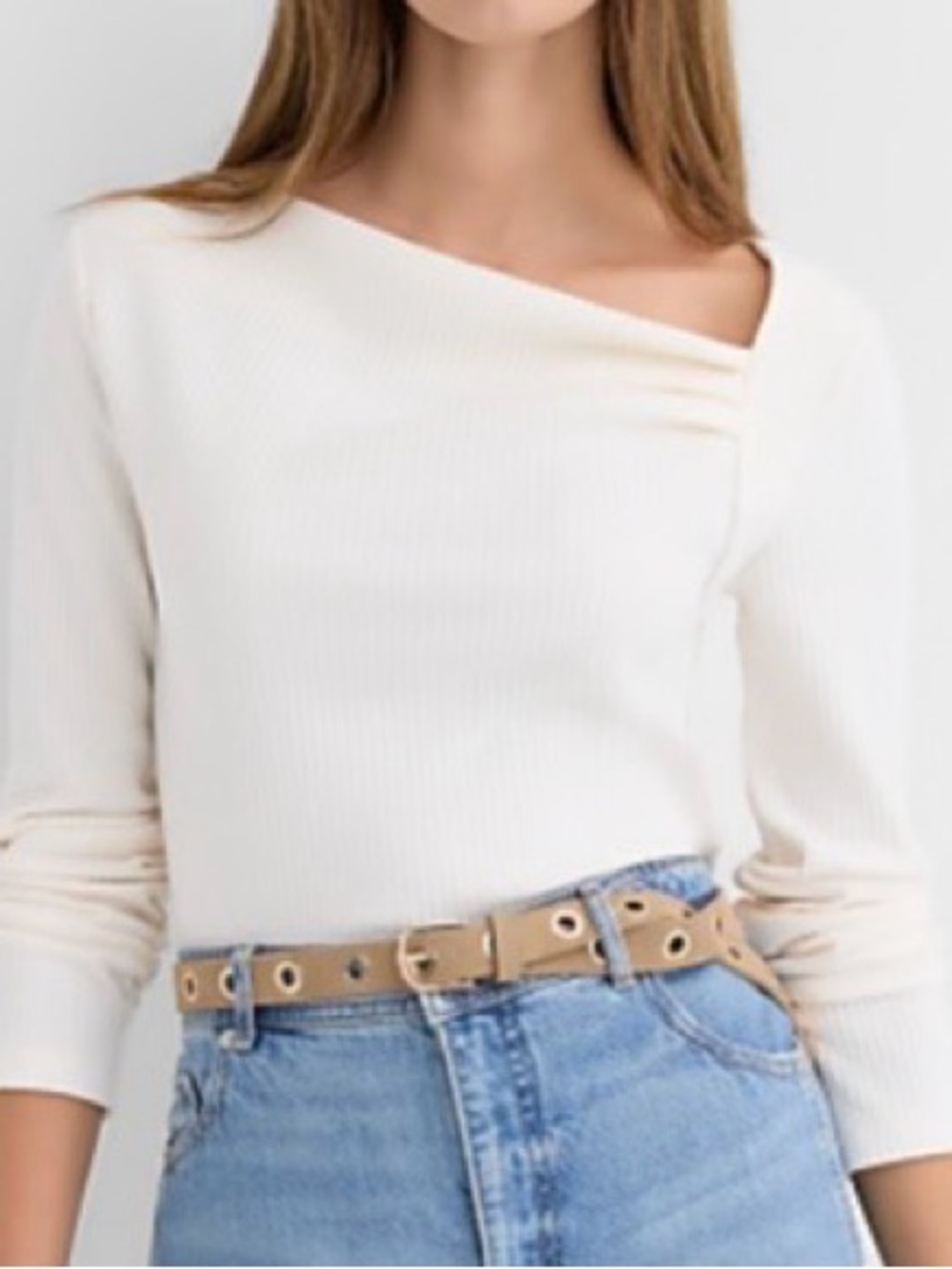 NWT LOFT Ribbed Asymmetric Neck Top